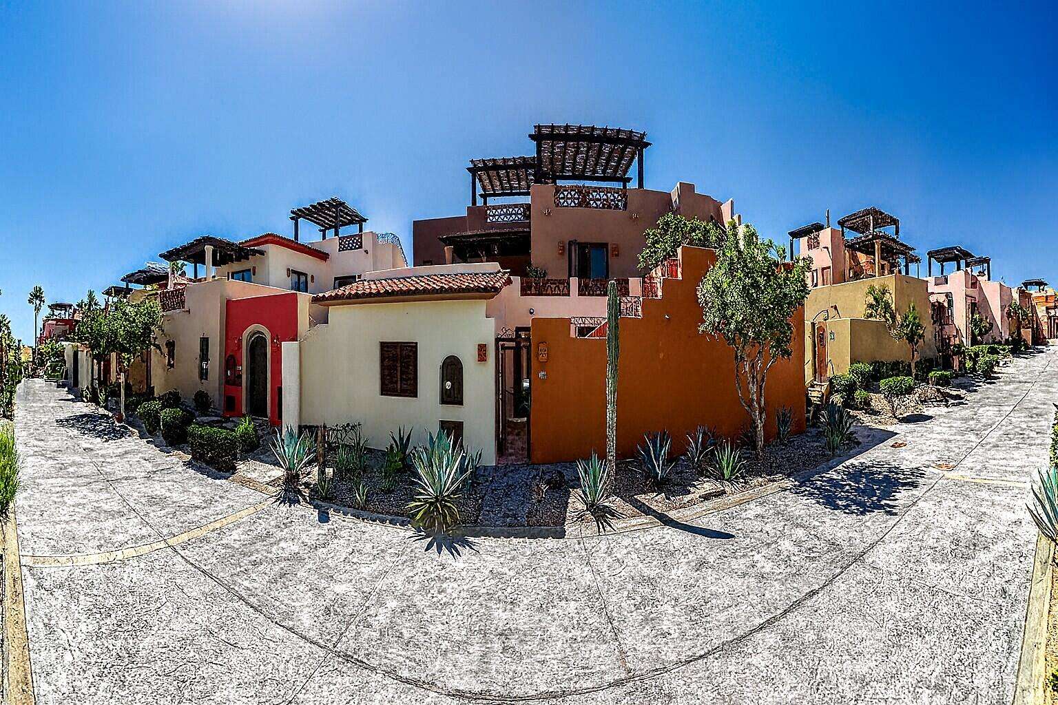 San Jose del Cabo Finisterra SEE PRIVATE REMARKS TO TOUR !58 Paseo Finistera rests on Over 1/3 acre Corner lot.Finistera is San Jose's most sought after private neighborhood. Close to downtown.A spacious 4 bedroom, 5 full baths home. Including two Casitas one casita offers a second kitchen!A solid rock wall surrounds the property.This 4,000 square foot custom built resorthome offers 14 foot high soaring ceilings throughout.The entry offers a 15 foot high dome ceiling,for light. Mature cactus landscaping, plus graceful terraces surround the large pool and jacuzzi.The circular stone fire pit area surrounded with built in benches has spacious seating.Full bathroom with shower located outside in yard area.Large laundry room with storage for sale