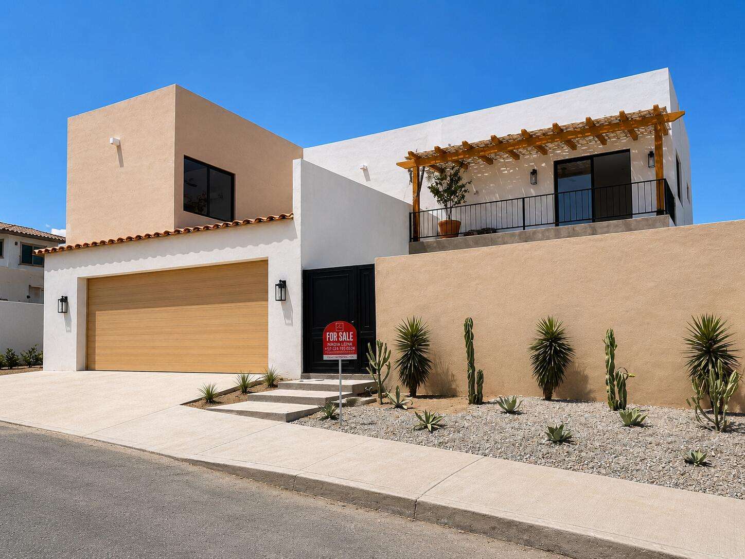 San Jose del Cabo Sjd-Inland/Golf:Gen Brand-new contemporary residence completed in May 2026, Casa al Parque offers 308.19 m² of air-conditioned living space and 561.52 m² total construction in San José del Cabo. This four-bedroom home plus maid's quarters combines modern Baja architecture with functional family living, featuring open-concept interiors, high ceilings, natural light, porcelain floors, Rosa Morada wood carpentry, granite kitchen countertops, marble bathroom finishes, pool, landscaped outdoor areas, and a spacious rooftop terrace prepared for jacuzzi, pergola, BBQ, and lounge area. Ideally located within close proximity to Fonatur Park, golf courses, downtown, beaches, schools, restaurants, and hotels. for sale