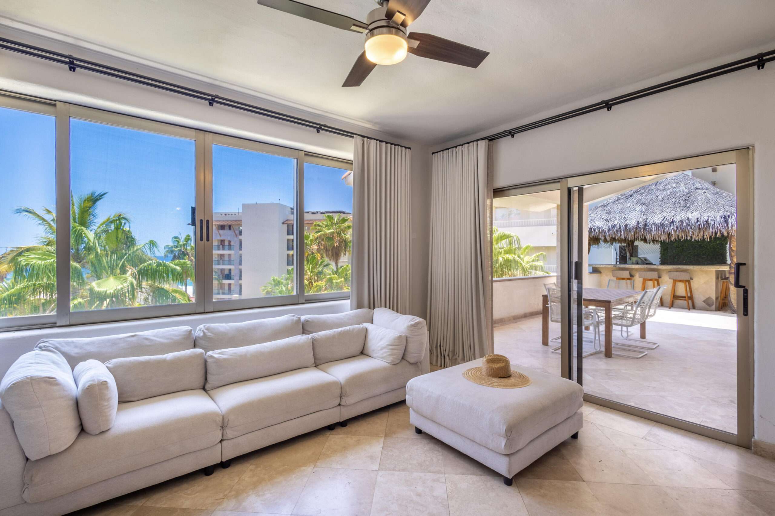 San Jose del Cabo Cora LOWEST priced in Sunset Tower, this 3BR/3.5BA condo offers 2,198 total SqFt with panoramic ocean and golf course for sale