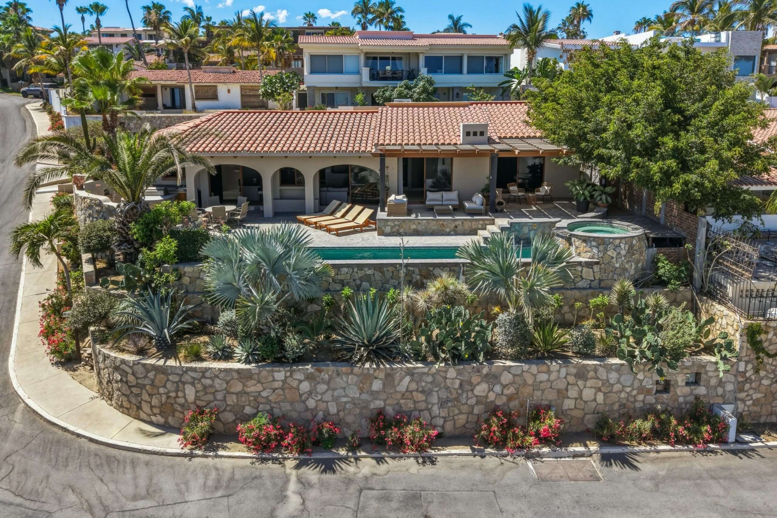 San Jose del Cabo Residencial La Jolla Experience the best of Los Cabos in this turnkey, newly renovated home tucked inside the private, gated La Jolla community with 24-hour security. The expanded floorplan now offers four bedrooms and 4.5 baths, multiple lounge areas and vaulted ceilings that highlight the home's charming Mexican architectural details paired with contemporary finishes. Fully furnished with new furniture, appliances and décor, the property is move-in ready or rental-ready. Enjoy sweeping Sea of Cortez for sale