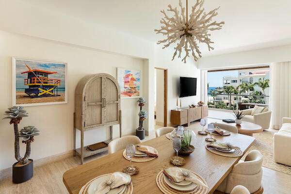 San Jose del Cabo Tortuga Bay Tortuga Bay is a completed, move-in-ready beachfront community in the heart of San Jose del Cabo's hotel zone. Owners are already enjoying life onsite, with 60-day closings available for immediate occupancy or rental income potential. Resort-style amenities include pools, Jacuzzi spas, fitness center, pickleball courts overlooking the sea, BBQ areas, and direct beach access, all within a secure gated enclave minutes from downtown San Jose and the airport. Unit 3111 is a first-floor 2BR/2BA residence offering over 1,500 sq.ft. of beachfront living with open-concept interiors, pocket patio doors, premium finishes, and a covered private terrace with sweeping ocean and resort – Paseo Malecon San Jose, San Jose del Cabo, BS