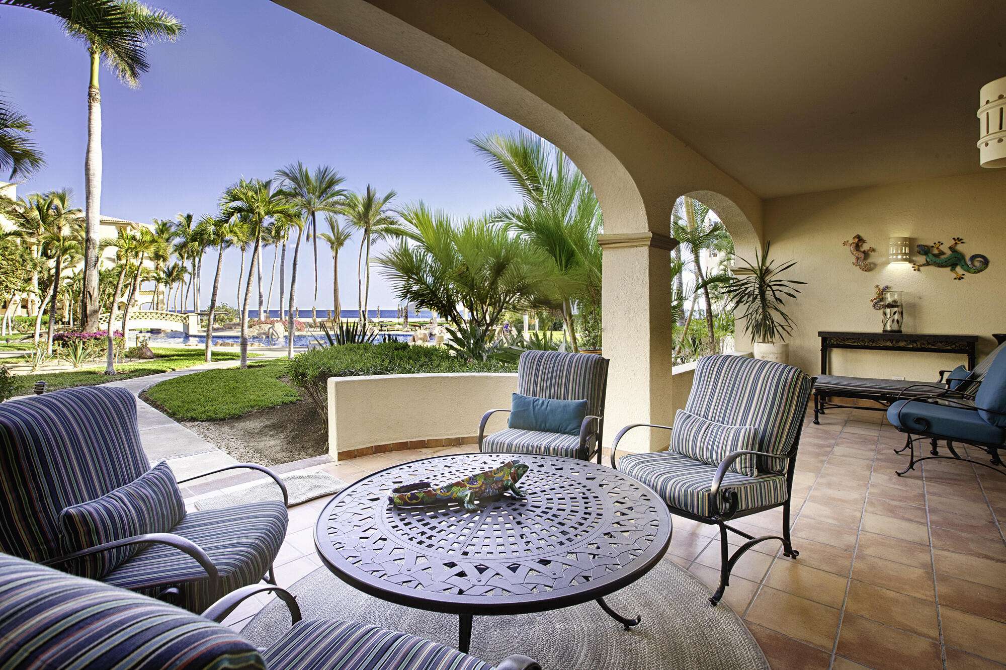 San Jose del Cabo Las Mananitas Prime rental and residential beachfront location within pet-friendly LAS MANANITAS OCEANFRONT PH 1. Large remodeled turnkey 3 bed/ 3 bath first-floor location with GARAGE #15. Attractively located rental investment steps to the beach and pool with positive walk-score. Tastefully decorated, zoned A/C, purified water system, satellite TV, Wi-Fi, owner storage closet, Alderwood cabinets, stainless steel appliances, granite, tumbled marble throughout. Rental-ready to offset expenses. 3 heated swimming pools w/ spas, on-site management services, large gym, lighted tennis court and 2 pickleball courts, basketball, putting green, car wash, pet area, 24 hr security. Walking distance to supermarkets, restaurants & historic town of San Jose del Cabo. Close to the marina & shops. Read for sale